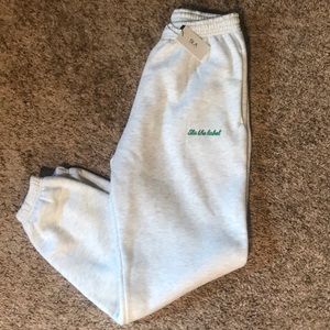 SLA The Label.Grey Marl Embroidered Joggers Size M
